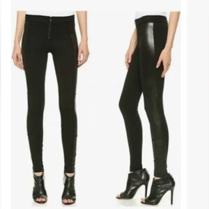 ALICE + OLIVIA Scoop Black Leather Tuxedo Stripe Pants - Size 6
